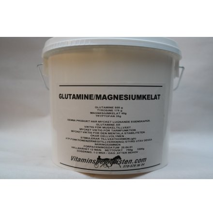 GLUTAMINE-MAGNESIUMKELAT -lugnande fodertillskott